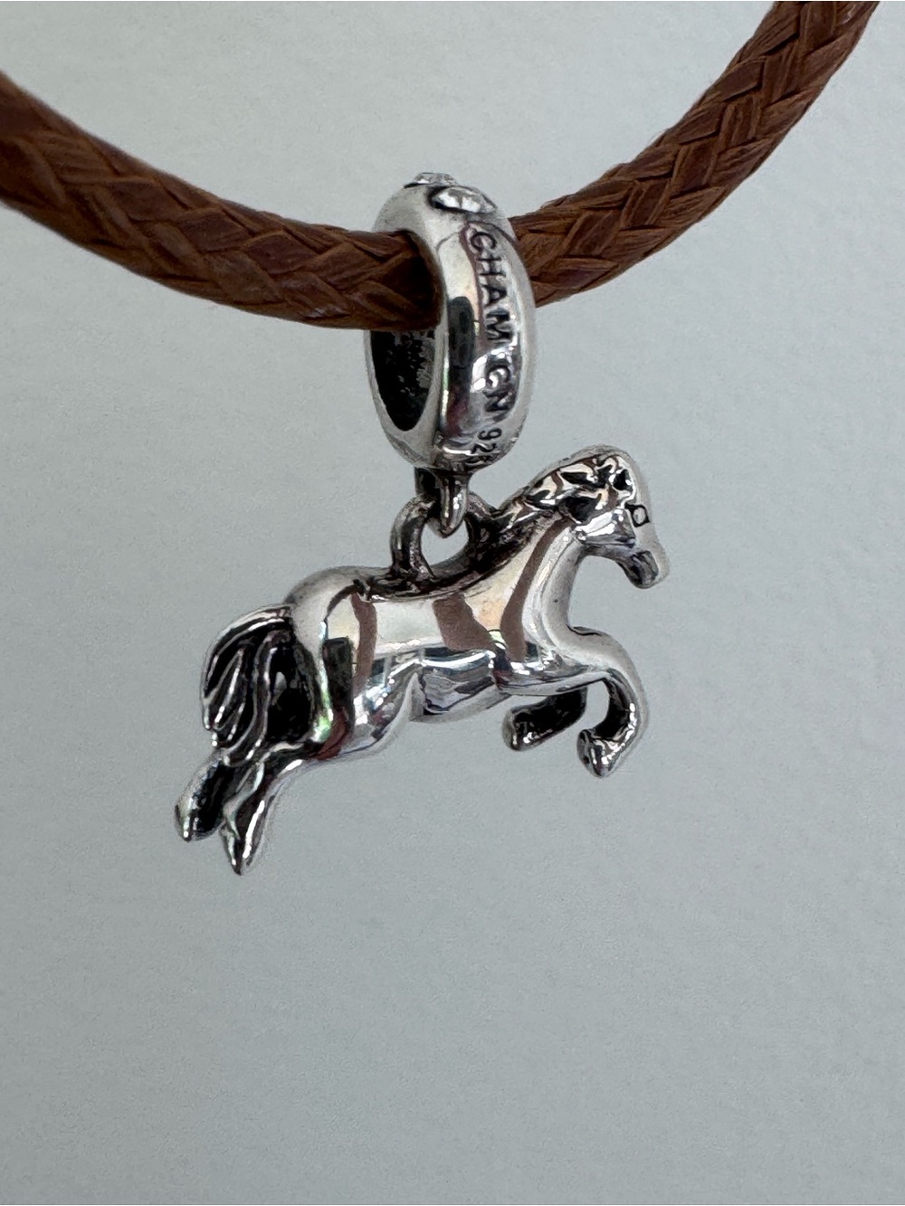 Sterling Silver 925 Equestrian/Horse pendant Charm with Crystals
